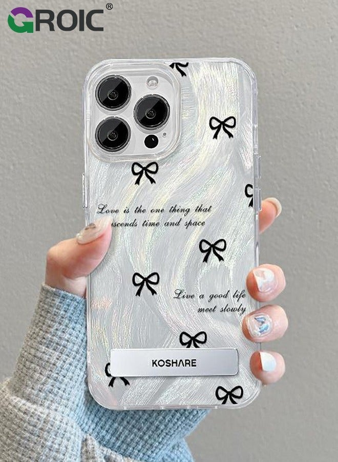 GROIC For iPhone 16 Pro Max Case,Shockproof Protective Phone Case,Glitter Kickstand iPhone 16 Pro Max Cover,Lens Protection Phone Shell iPhone 16 Pro Max,Girl Bow Phone Case for  iPhone 16 Pro Max 6.9'' - Image 3