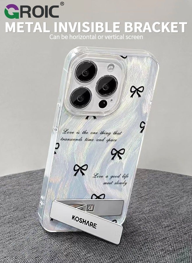 GROIC For iPhone 16 Pro Max Case,Shockproof Protective Phone Case,Glitter Kickstand iPhone 16 Pro Max Cover,Lens Protection Phone Shell iPhone 16 Pro Max,Girl Bow Phone Case for  iPhone 16 Pro Max 6.9'' - Image 2