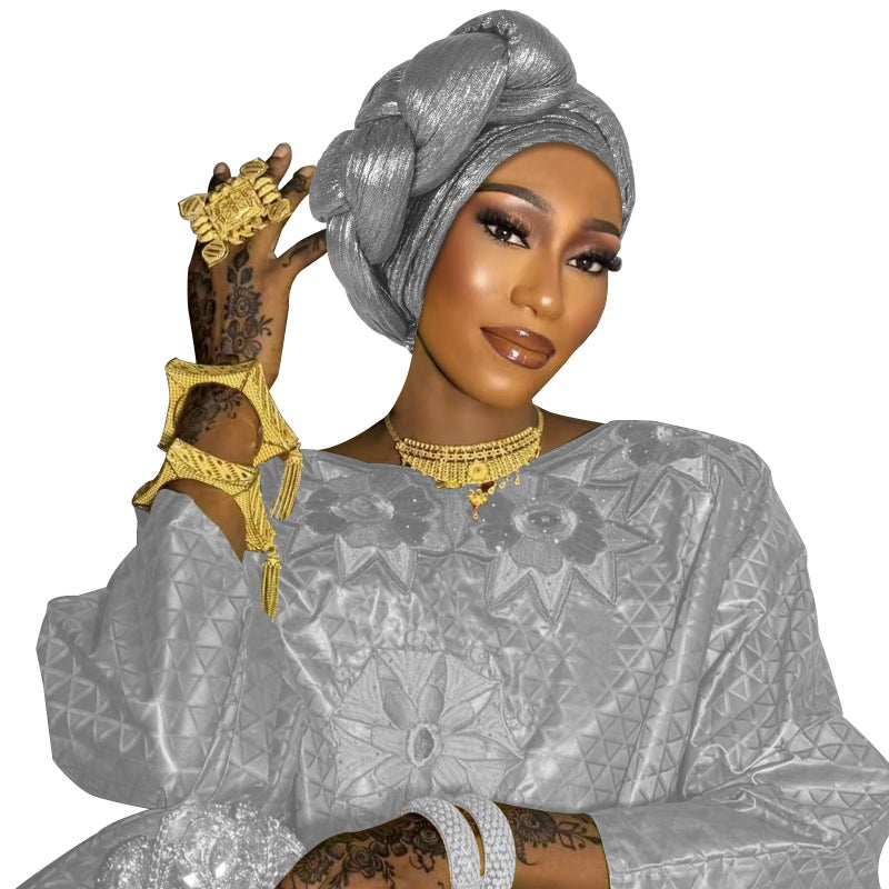 New Fashion Europe, America And Africa Muslim Side Thick Braid Bright Silk Solid Color Pullover Cap National Cap - Image 1