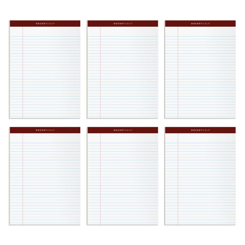 TOPS 8.5 x 11 Legal Pads, 6 Pack, Premium Docket Gold Brand, Wide Ruled, Thick White Paper, Sturdy Back, 50 Sheets, Made in USA (99709) - Image 1