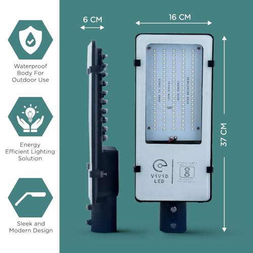 ViViD LED 100Watts Led Rectangular Corded Electric Street Light With Wall Mounted Clamp (White, Aluminum), 230 Volts - Image 4