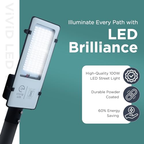 ViViD LED 100Watts Led Rectangular Corded Electric Street Light With Wall Mounted Clamp (White, Aluminum), 230 Volts - Image 3