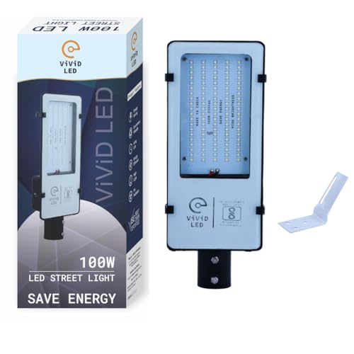 ViViD LED 100Watts Led Rectangular Corded Electric Street Light With Wall Mounted Clamp (White, Aluminum), 230 Volts - Image 1