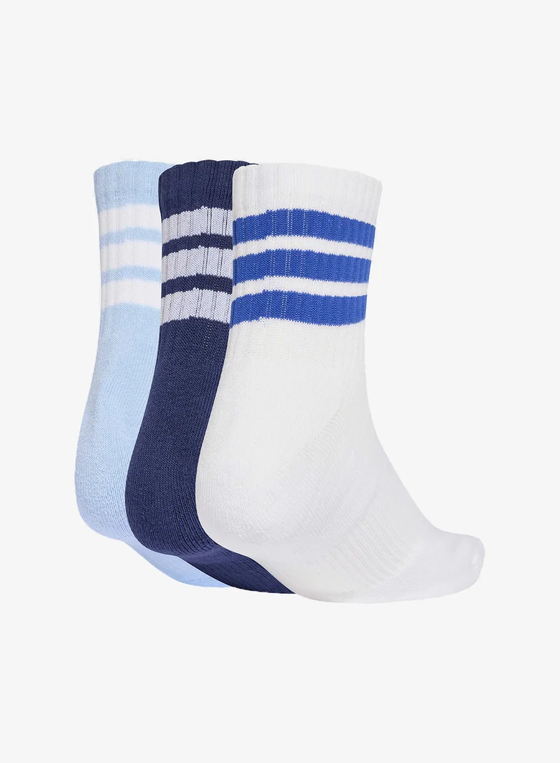 اديداس 3 Pack 3-Stripes Cushioned Mid Cut Socks