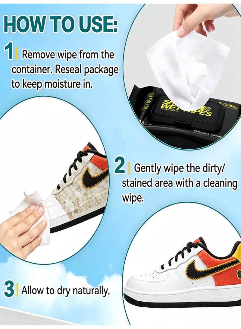 160 Pcs Sneaker Cleaning Wipes – Quick-Dry Disposable Wipes for Shoes, Removes Dirt & Stains – Portable & Travel-Friendly - Image 3