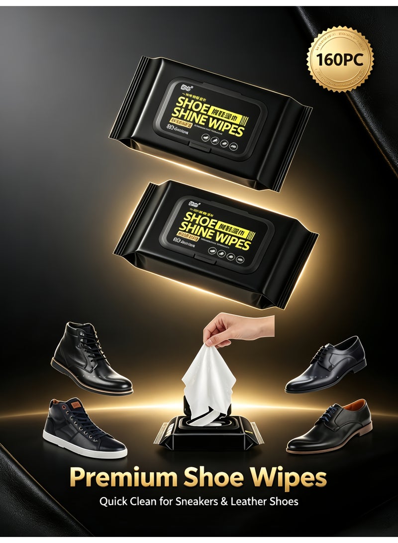 160 Pcs Sneaker Cleaning Wipes – Quick-Dry Disposable Wipes for Shoes, Removes Dirt & Stains – Portable & Travel-Friendly - Image 1