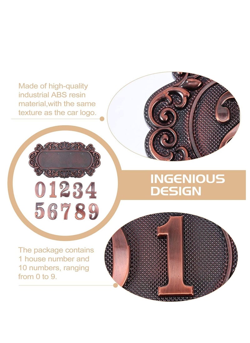 Excefore - House Address Number, Plaques Plastic Address Sign Mailbox Number Plaque 0-9 European-style Retro Doorplate Address Signs Decorative Wall Plaque for House Home Hotel Office Garden (Classic Style) - Image 1