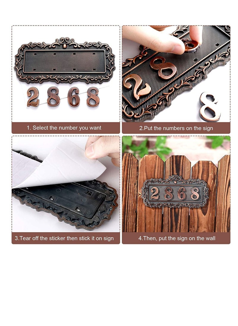 Excefore - House Address Number, Plaques Plastic Address Sign Mailbox Number Plaque 0-9 European-style Retro Doorplate Address Signs Decorative Wall Plaque for House Home Hotel Office Garden (Classic Style) - Image 1
