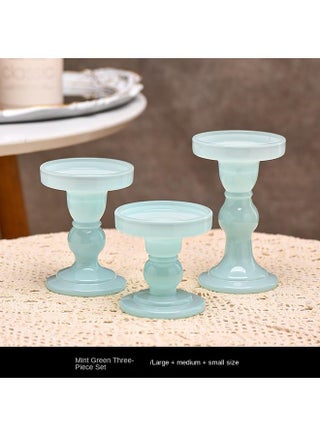 Set Of Three Candlesticks Mint Green Foam Three-piece Set