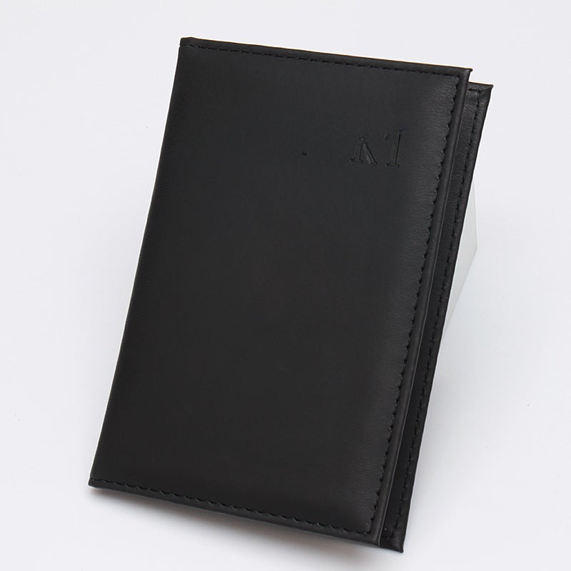 Custom Logo Leather Passport Holder Black 