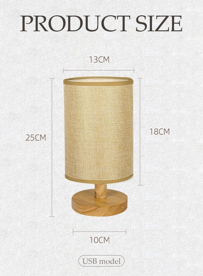 DUNISO مصباح طاولة جانبية، مصباح غرفة نوم قماشي USB، مصباح طاولة جانبية من الجوت، مع ظل مصباح دائري، مناسب لغرفة المعيشة، الدراسة، غرفة النوم، والمكتب - Image 2