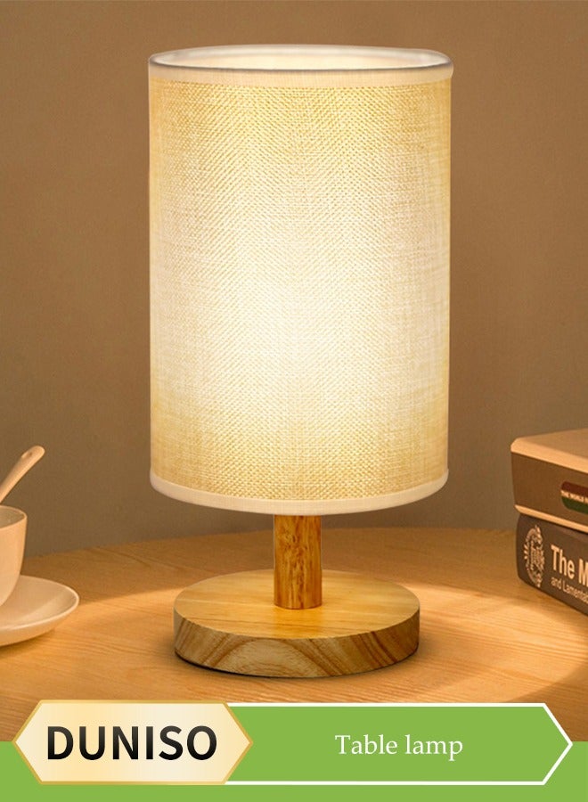 DUNISO مصباح طاولة جانبية، مصباح غرفة نوم قماشي USB، مصباح طاولة جانبية من الجوت، مع ظل مصباح دائري، مناسب لغرفة المعيشة، الدراسة، غرفة النوم، والمكتب - Image 1