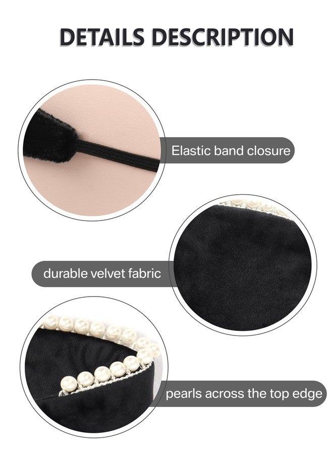 C-ZOFEK Anne Headband Pearl Tudor French Hood Gothic Renaissance Halloween Hair Accessory (Black-B) - Image 5