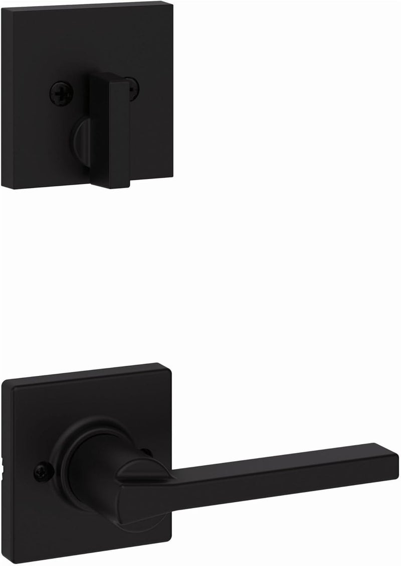 Kwikset 971CSLSQT514 Single Cylinder Interior Casey Lever Trim with Square Rose Matte Black Finish