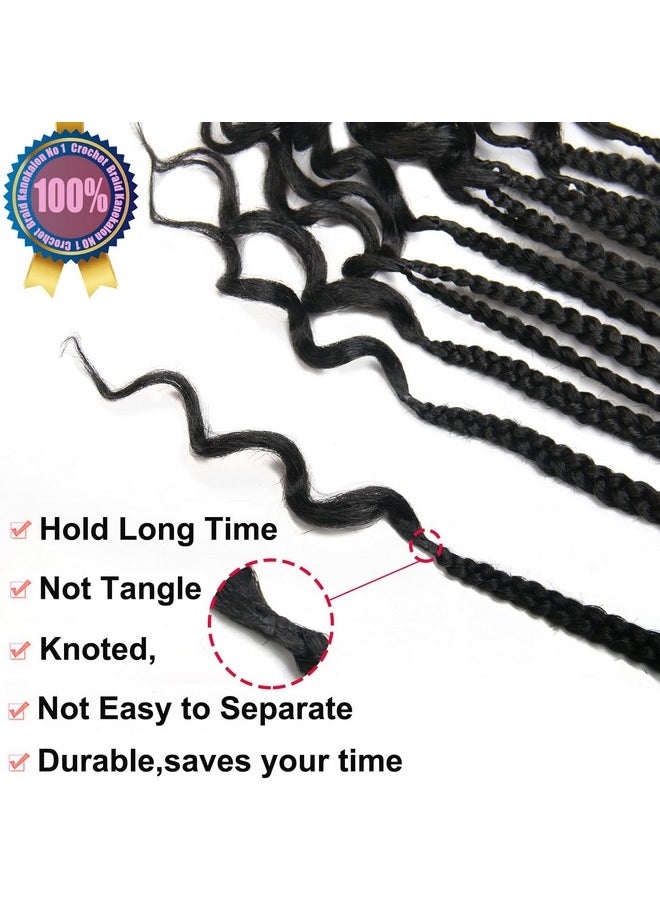 ROSESSEA - Crochet Box Braids Crochet Hair 14Inch Crochet Box Braids Hair Black Box Braids Hair With Curly Ends Crochet Braids Hair For Black Women 22 Strandspcs 6Pcs Braiding Hair Extensions (1B(14Inch)) - Image 1