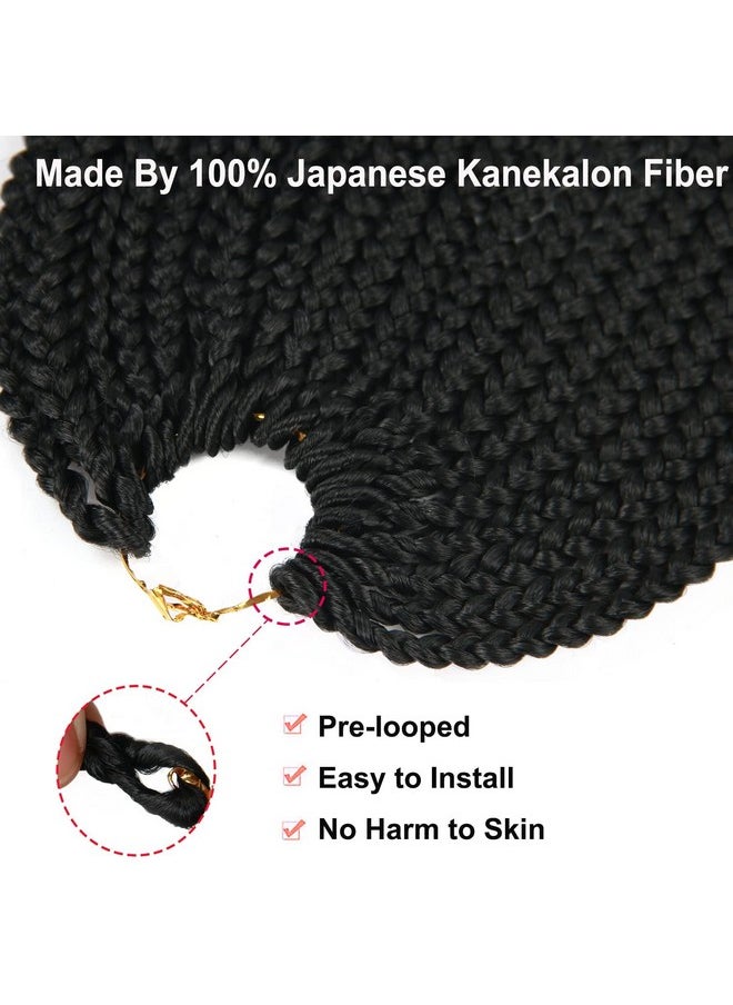 ROSESSEA - Crochet Box Braids Crochet Hair 14Inch Crochet Box Braids Hair Black Box Braids Hair With Curly Ends Crochet Braids Hair For Black Women 22 Strandspcs 6Pcs Braiding Hair Extensions (1B(14Inch)) - Image 1