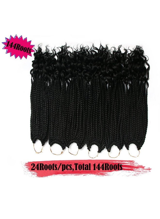 ROSESSEA - Crochet Box Braids Crochet Hair 14Inch Crochet Box Braids Hair Black Box Braids Hair With Curly Ends Crochet Braids Hair For Black Women 22 Strandspcs 6Pcs Braiding Hair Extensions (1B(14Inch)) - Image 1