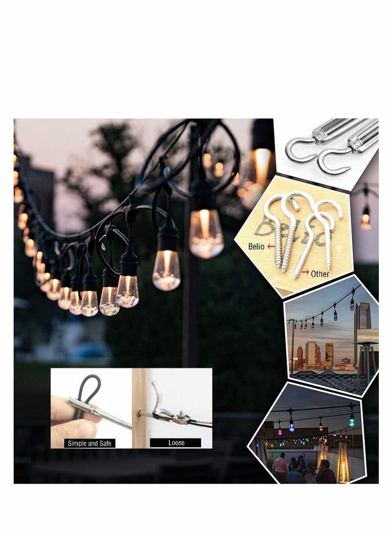 Captaintech String Light Hanging Kit，Stainless Steel Cable for Outdoor Lights，Globe String Light Suspension Kit Include 182 FT Wire Rope Cable Turnbuckle and Hooks Easy to Install Outdoor Indoor - Image 2
