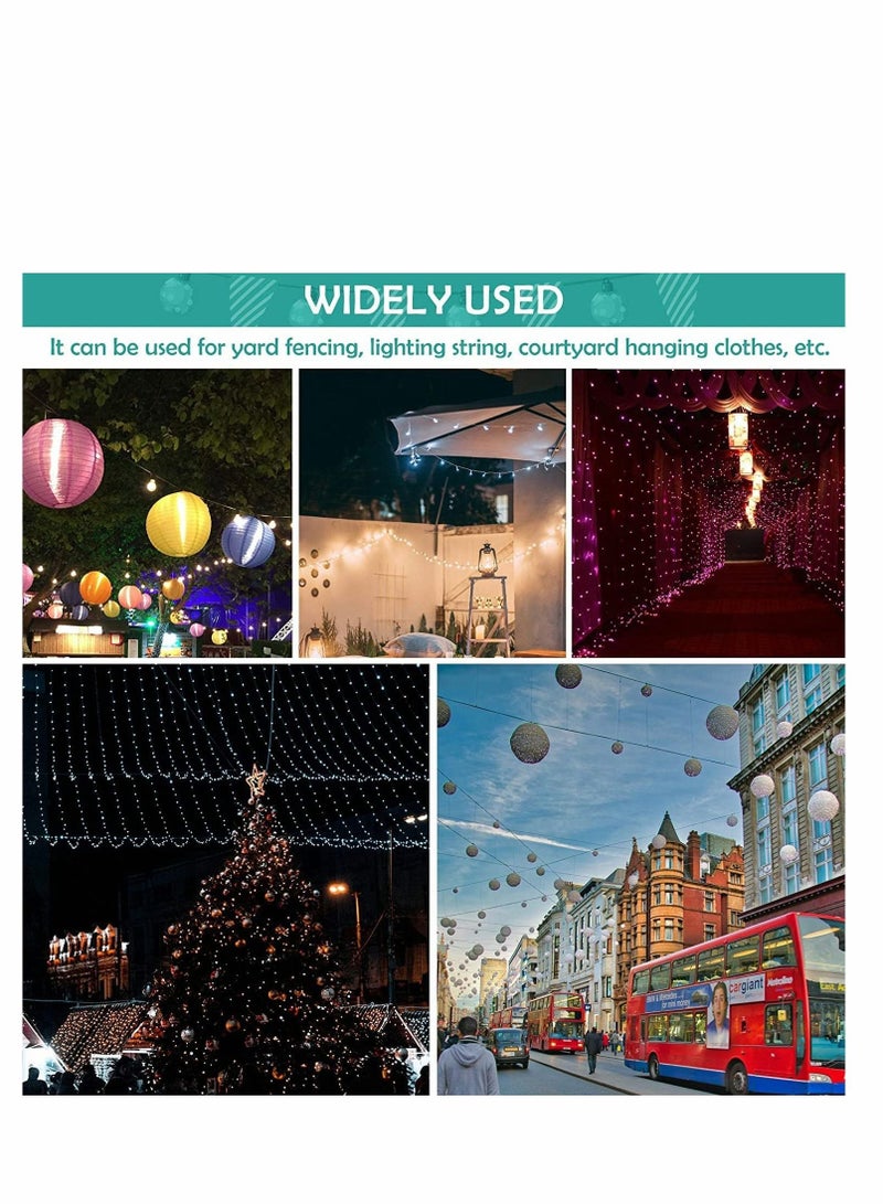 Captaintech String Light Hanging Kit，Stainless Steel Cable for Outdoor Lights，Globe String Light Suspension Kit Include 182 FT Wire Rope Cable Turnbuckle and Hooks Easy to Install Outdoor Indoor - Image 4