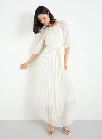 Styli Styli Pleated Balloon Sleeves A-Line Maxi Dress