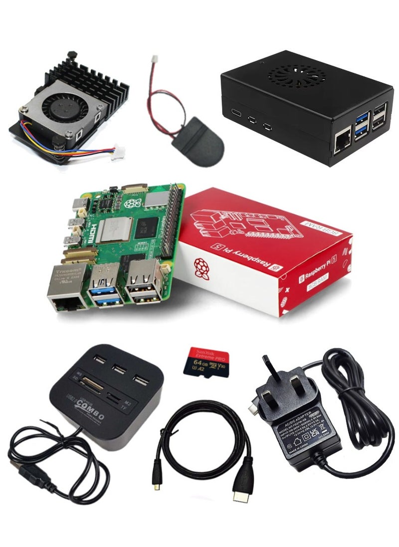 Raspberry Pi - Raspberry Pi 5 Kit 8GB Ram Pre Install Raspberry Pi OS Metal Case Active Cooler Power Adapter HDMI Cable USB Hub Micro SD Card - Image 1