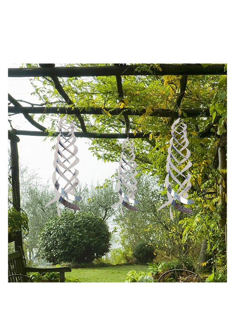 Excefore Bird Repellent Spiral Reflectors Silver Mylar Spinner, Hanging Reflective Bird Deterrent Device, Garden Decorative Scare Birds Away, Like Woodpeckers, Pigeons and Geese, 3 Pack  - Image 3