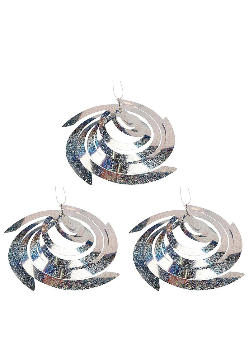 Reflectors لصد الطيور دوارة فضية من مايلار، جهاز طرد الطيور العاكس المعلق، زينة حديقة لطرد الطيور، مثل نقار الخشب، الحمام والإوز، 3 حزمة