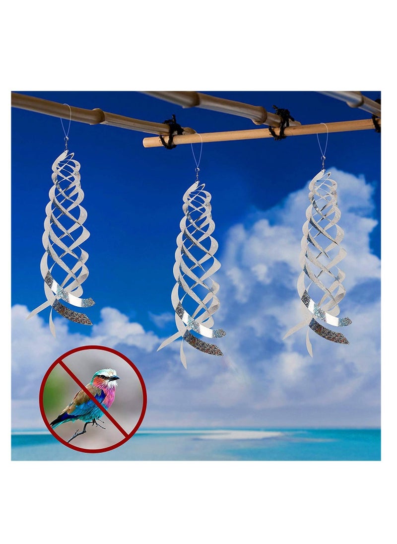 Excefore Bird Repellent Spiral Reflectors Silver Mylar Spinner, Hanging Reflective Bird Deterrent Device, Garden Decorative Scare Birds Away, Like Woodpeckers, Pigeons and Geese, 3 Pack  - Image 5