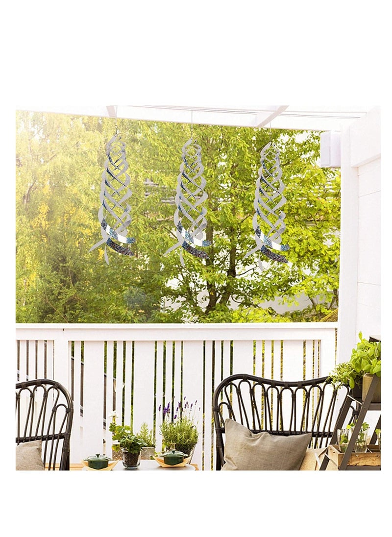 Excefore Bird Repellent Spiral Reflectors Silver Mylar Spinner, Hanging Reflective Bird Deterrent Device, Garden Decorative Scare Birds Away, Like Woodpeckers, Pigeons and Geese, 3 Pack  - Image 4