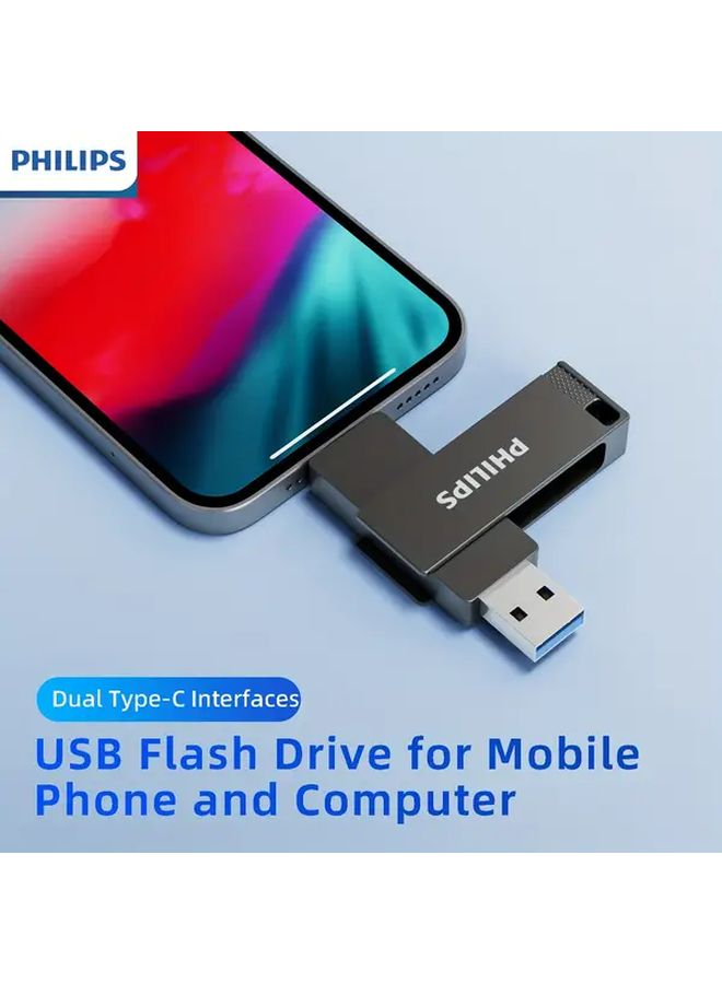 Philips 128GB USB 3 2 Flash Drive High Speed Metal Dual Head For Phone Tablet - Image 2