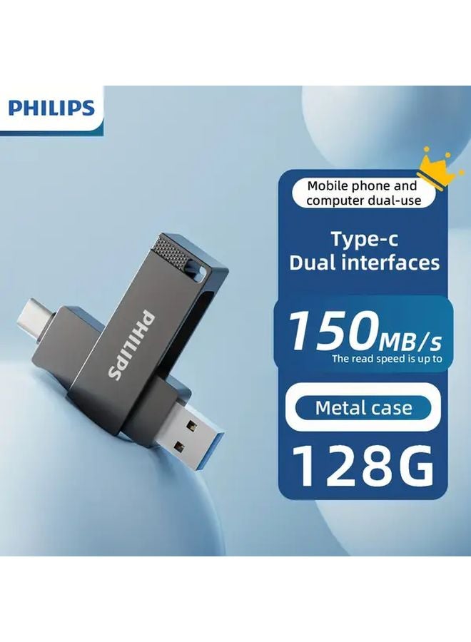 Philips 128GB USB 3 2 Flash Drive High Speed Metal Dual Head For Phone Tablet - Image 1
