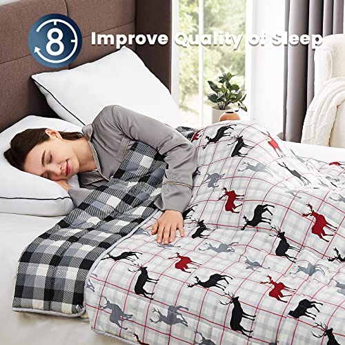 CuteKing Weighted Blanket for Adults(15lbs, 48"x72", Deer) Heavy Blanket for 140-150lbs, Weighted Blanket for Cooling & Heating with Premium Glass Beads, Soft Thick Blanket for Adult All-Season - Image 2