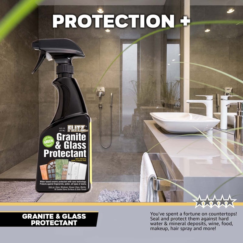 Flitz Granite and Glass Protectant - Ceramic Granite Sealer for Countertops, Stainless Steel, Glass, Appliances - Shield Against Fingerprints - 16 oz - Image 5