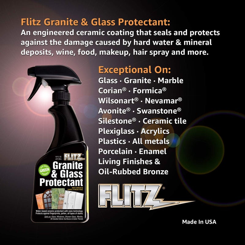 Flitz Granite and Glass Protectant - Ceramic Granite Sealer for Countertops, Stainless Steel, Glass, Appliances - Shield Against Fingerprints - 16 oz - Image 2