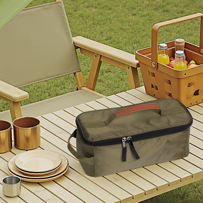 Army Green Waterproof Cutlery Organizer For Picnic Camping BBQ And Travel - Image 3