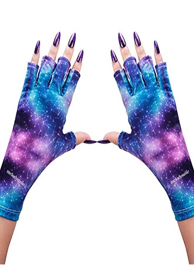 MelodySusie - Protection Uv Glove For Nail Lamp Professional Upf50+ Gel Manicure Gloves Starry Night Nail Art Skin Care Fingerless Gloves Protect Hands From Uv Harmparty Cosplay Holiday Costume? - Image 1