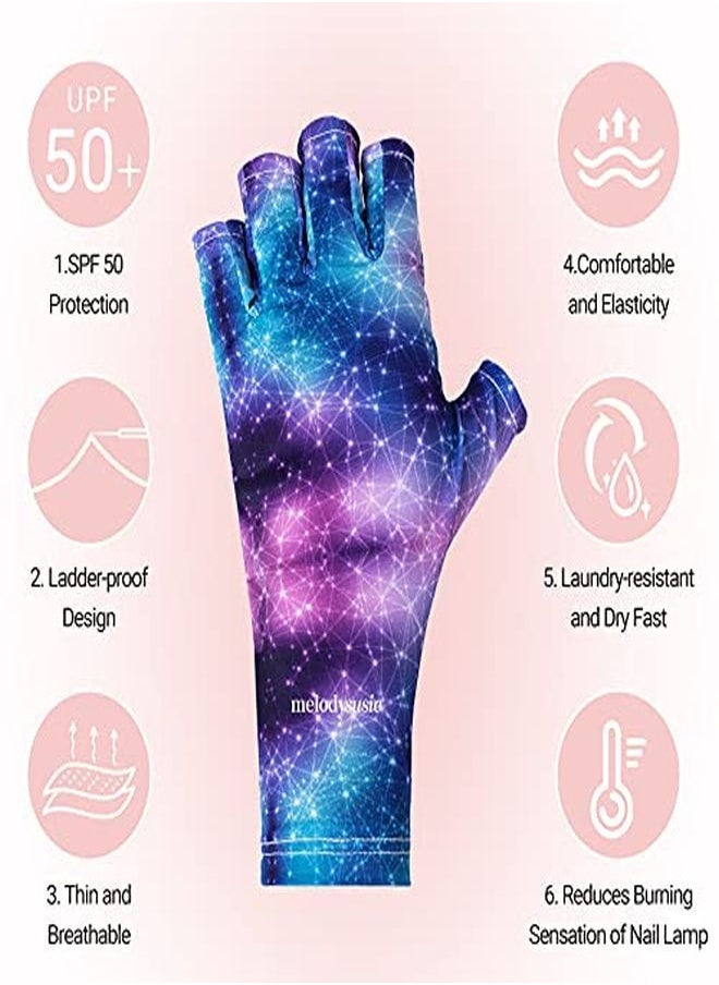 MelodySusie - Protection Uv Glove For Nail Lamp Professional Upf50+ Gel Manicure Gloves Starry Night Nail Art Skin Care Fingerless Gloves Protect Hands From Uv Harmparty Cosplay Holiday Costume? - Image 1