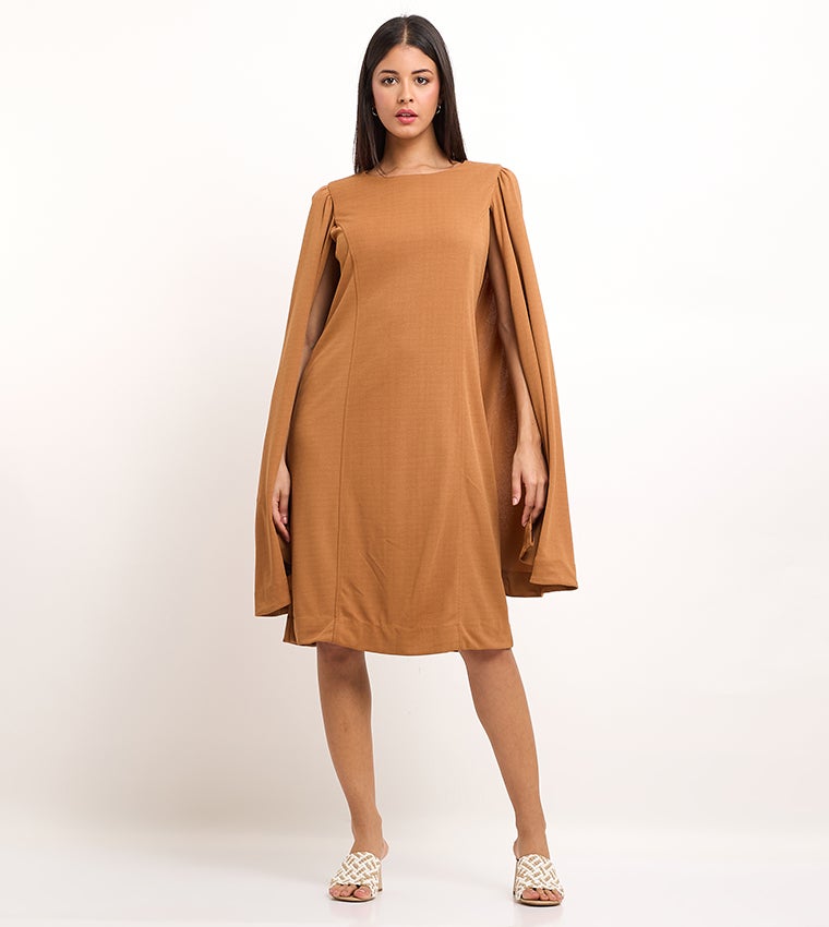 Beverly Hills Polo Club Plain Round Neck A-Line Midi Dress