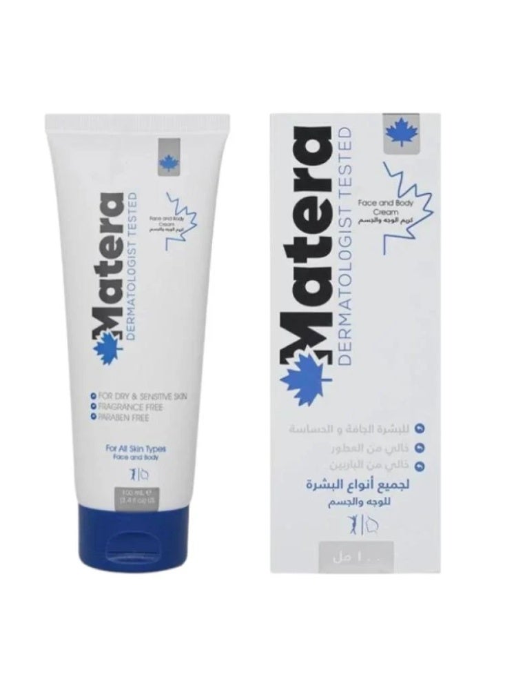 Matera Moisturizing Face and Body Cream for Dry and Sensitive Skin - 100ml