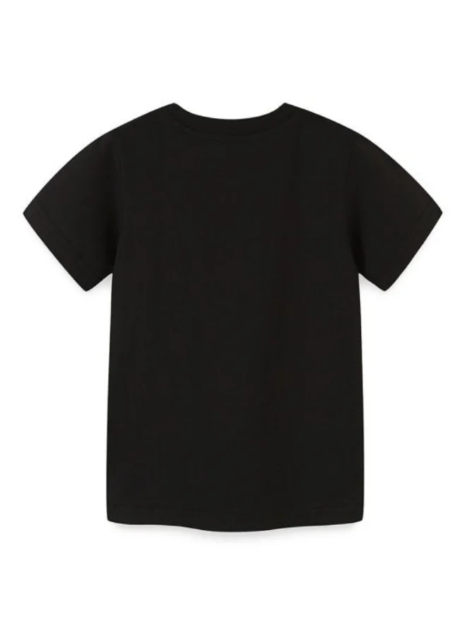يونيكي Black Graphic Printed Solid Round Neck Cotton T-shirt