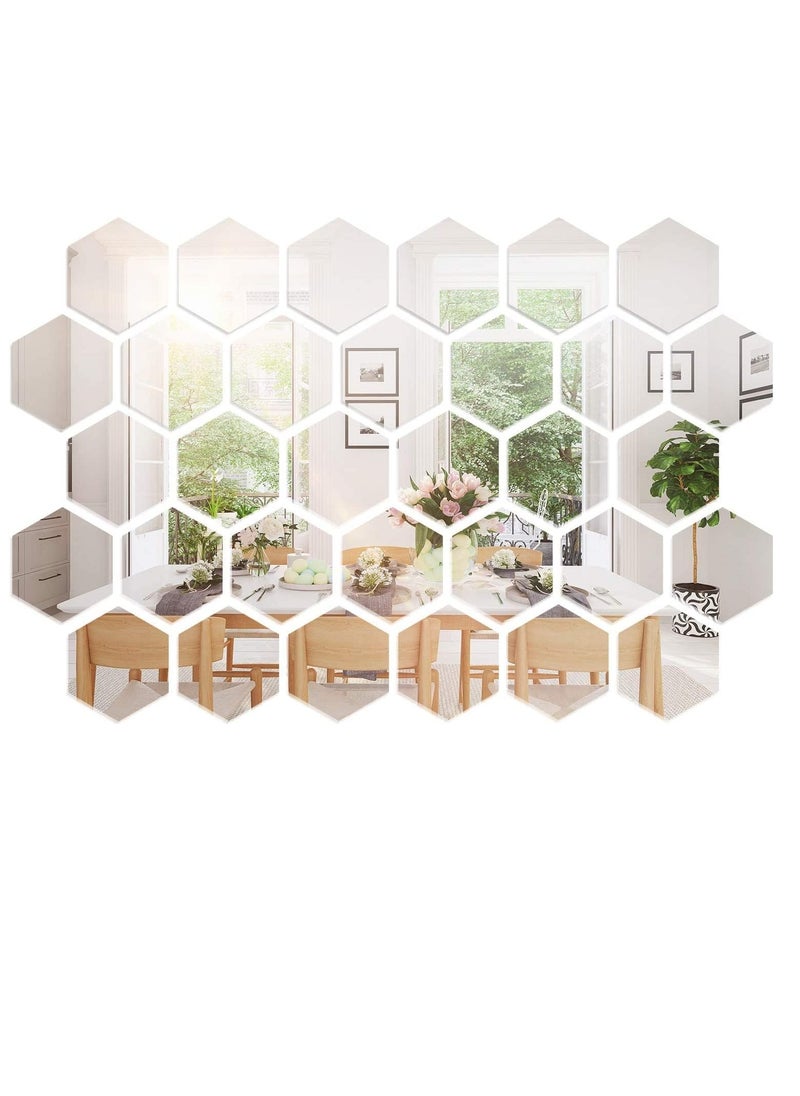 12Pcs Hexagon Mirror Removable Wall Decals DIY Home Decorations