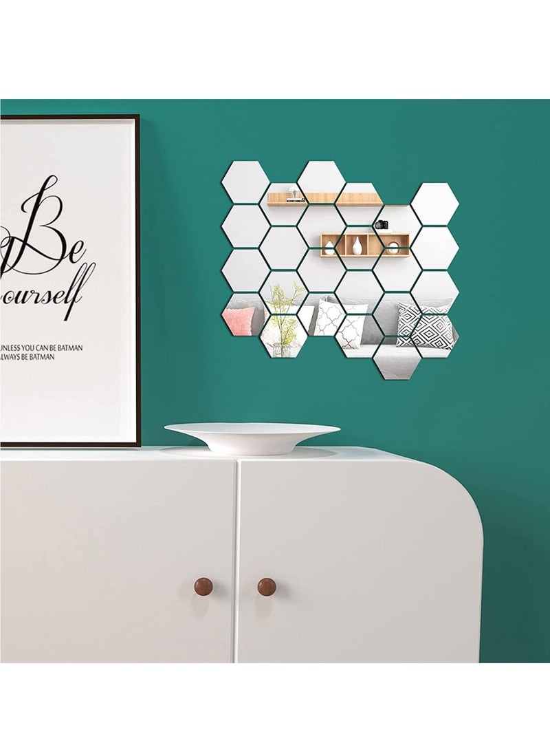 12Pcs Hexagon Mirror Removable Wall Decals DIY Home Decorations