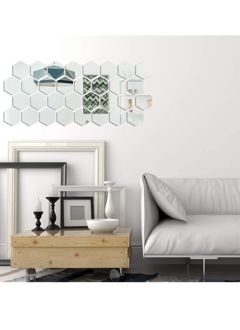 12Pcs Hexagon Mirror Removable Wall Decals DIY Home Decorations
