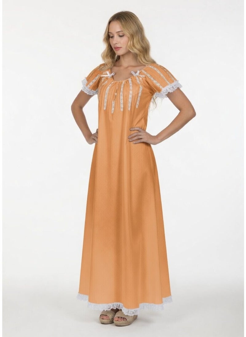 Cindy Nightgown 100% cotton gives you relaxing at home good for breast feeding or home wear the padded soft lace hand embroidery makes it sophisticated. look different with Notte Bianca