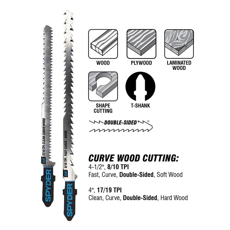 Spyder 300037 Jig Saw Variety Pack, T-Shank, 8-Piece,Silver - Image 3