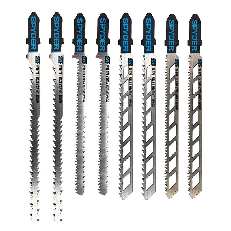 Spyder 300037 Jig Saw Variety Pack, T-Shank, 8-Piece,Silver - Image 1