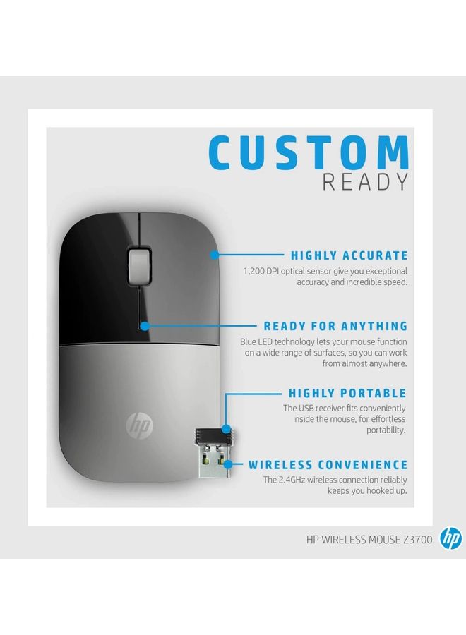 HP Wireless Mouse Z3700 7UH87AA#ABL Natural Silver - Image 4
