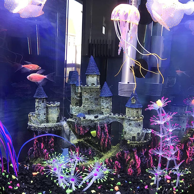 MUYG Aquarium Castle Decor, Resin Castle for Fish Tank with Randomly Color Plants Decorations Accessories for Freshwater and Saltwater Fish Tanks - Image 2