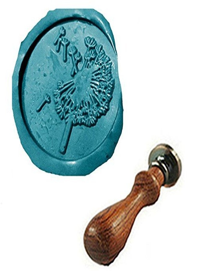 MDLG Vintage Fancy Dandelion Wax Seal Stamp - Copper Head & Rosewood Handle - 1 Inch Round Stamp - Perfect for Wedding Invitations, Gift Wrapping & More