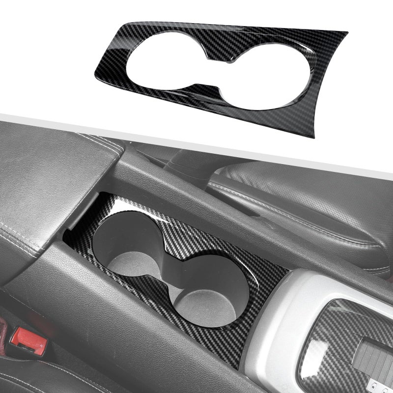 غطاء لوحة حامل الأكواب لكونسول وسط سيارة شيفروليه كامارو 2010-2015 من جيمين متوافق مع ألياف الكربون